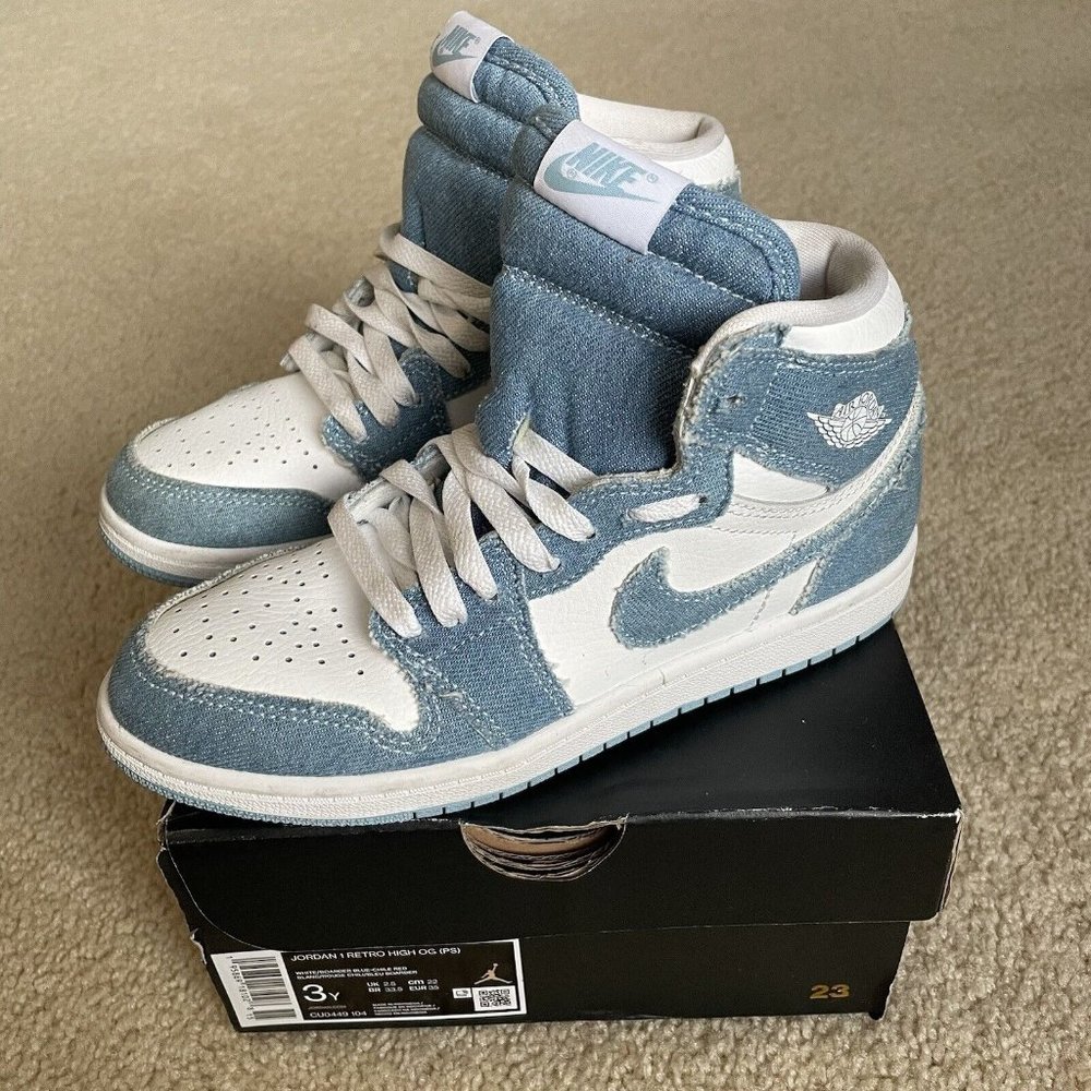 Nike Air Jordan 1 High Denim White Youth Size 3